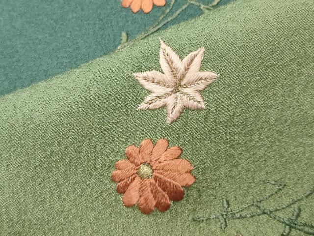 平和屋着物●訪問着 総刺繍 吹き寄せ文 暈し染め 金糸 正絹 逸品 CABI0880gh