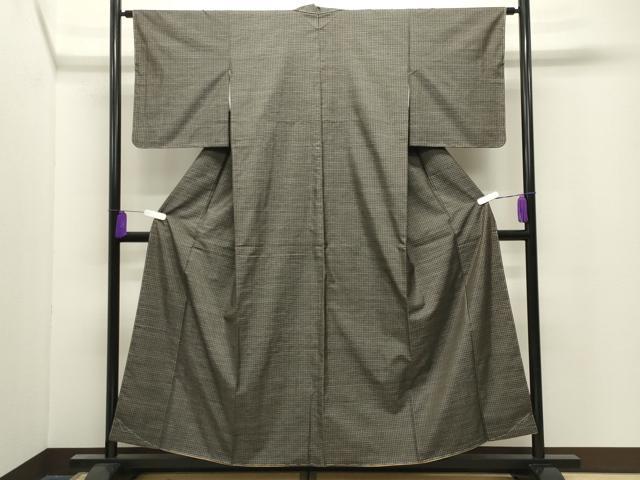 平和屋着物●本場大島紬 格子 正絹 逸品 未使用 CABI0902gh