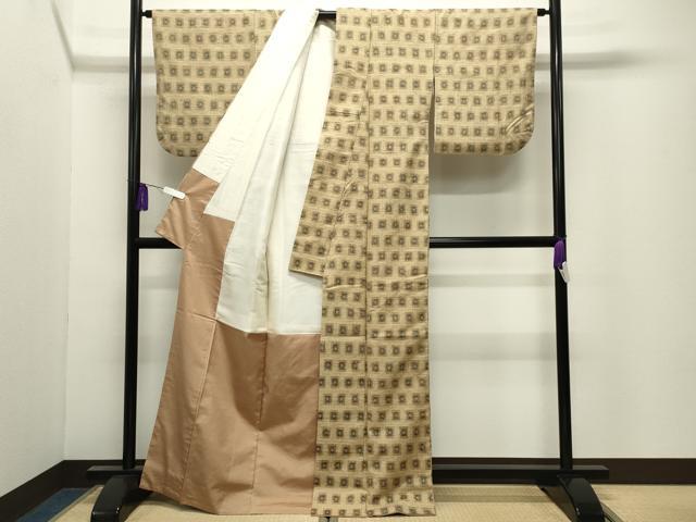 平和屋着物●上質な紬 格子 正絹 逸品 CABI0903gh