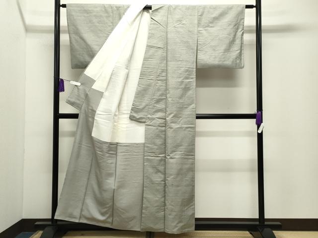 平和屋着物●上質な紬 色無地 灰青色 正絹 逸品 CABI0905gh