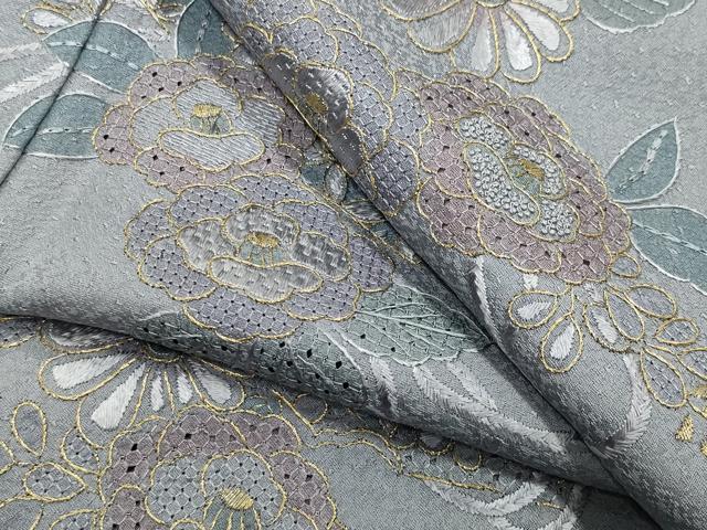 平和屋着物●中国三大刺繍 スワトウ相良刺繍 総刺繍 訪問着 文箱花文 金糸 正絹 逸品 CABI0910gh