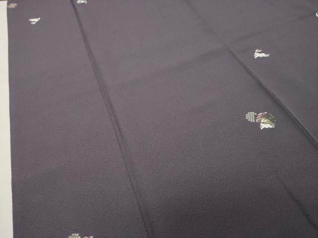 平和屋着物●上質な小紋 総刺繍 跳兎花文 金銀糸 正絹 逸品 CABI0911gh