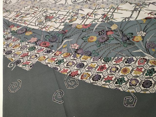 平和屋着物●訪問着 型染め 地紙重ね松竹梅花文 正絹 逸品 CABI0913gh