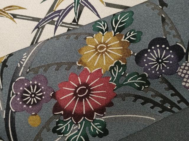 平和屋着物●訪問着 型染め 地紙重ね松竹梅花文 正絹 逸品 CABI0913gh