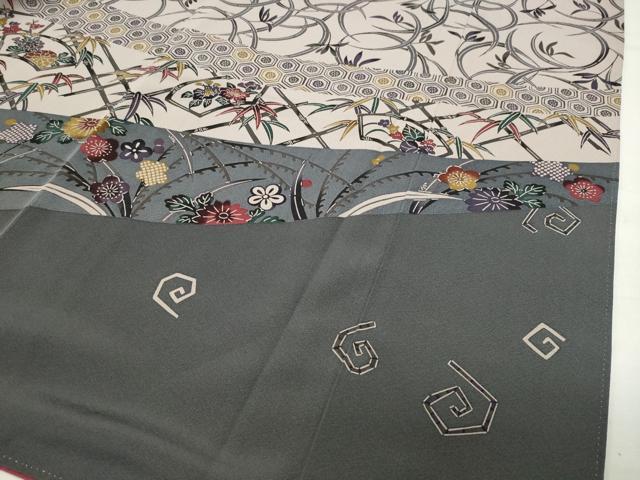 平和屋着物●訪問着 型染め 地紙重ね松竹梅花文 正絹 逸品 CABI0913gh