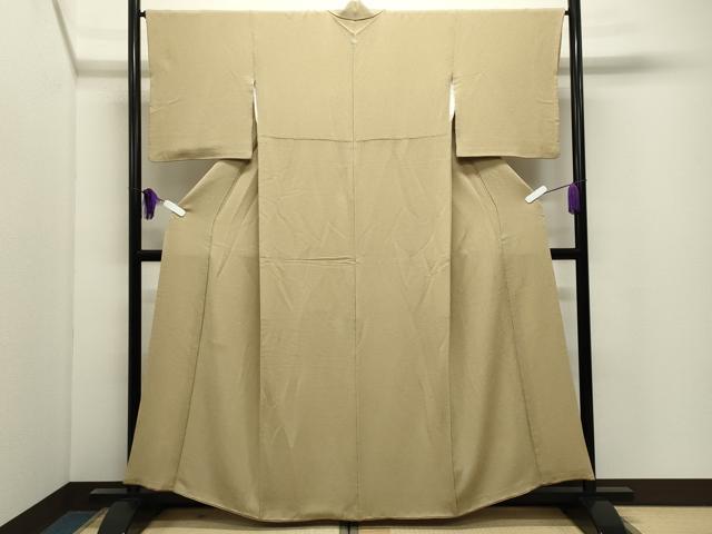 平和屋着物●上質な色無地 木蘭色 鬼しぼ縮緬 正絹 逸品 CABI0915gh