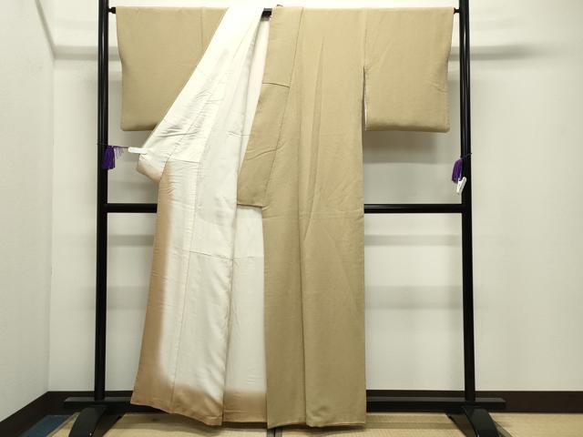 平和屋着物●上質な色無地 木蘭色 鬼しぼ縮緬 正絹 逸品 CABI0915gh