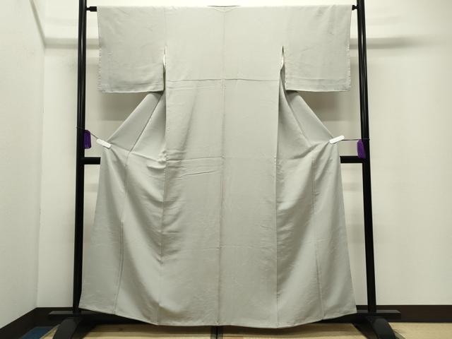 平和屋着物●上質な色無地 松葉地紋 白鼠色 正絹 逸品 CABI0923gh