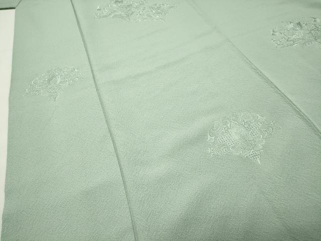 平和屋着物●中国三大刺繍 スワトウ刺繍 総刺繍 無地絵羽訪問着 花唐草地紋 夏虫色 正絹 逸品 CABI0927gh