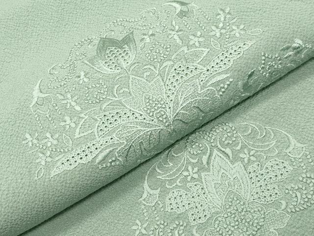 平和屋着物●中国三大刺繍 スワトウ刺繍 総刺繍 無地絵羽訪問着 花唐草地紋 夏虫色 正絹 逸品 CABI0927gh