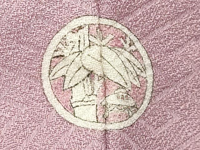 平和屋着物●上質な色無地 紗綾形地紋 薄柿色 正絹 逸品 CABI0928gh