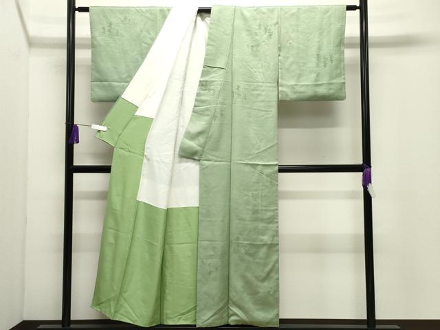 平和屋着物●上質な色無地 御所解地紋 裏葉柳色 正絹 逸品 CABI0934gh