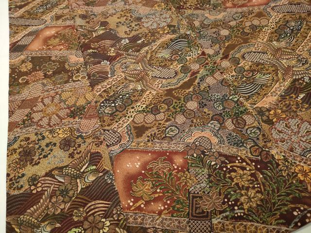 平和屋着物●上質な小紋 飛鳥花文 鬼しぼ縮緬 正絹 逸品 CABI0942gh
