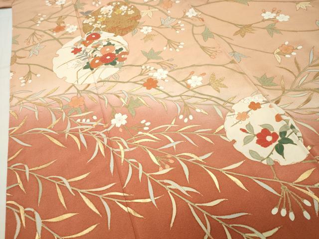 平和屋着物●訪問着 雪輪重ね花文 暈し染め 金彩 正絹 逸品 CABI0948gh