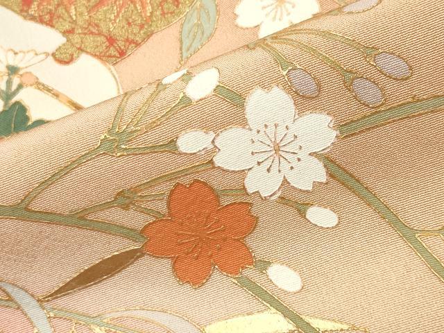 平和屋着物●訪問着 雪輪重ね花文 暈し染め 金彩 正絹 逸品 CABI0948gh