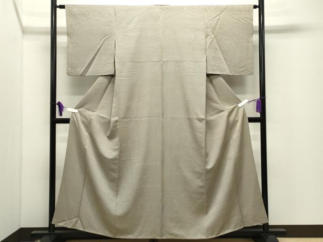 平和屋着物●江戸小紋 無形文化財伊勢型 引彫憲雲万筋 万筋 白橡色×国防色 杢目文様 正絹 逸品 CABI0969gh