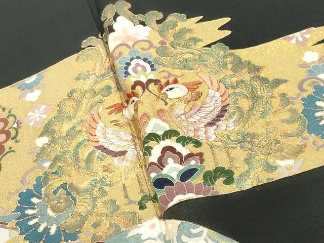平和屋着物●豪華黒留袖 作家物 刺繍 鳳凰正倉院花文 金彩 正絹 逸品 CABI0973gh
