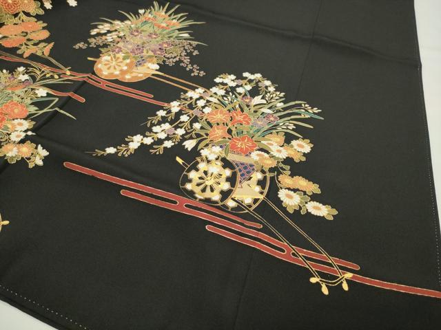 平和屋着物●豪華黒留袖 花車文 金彩 さが美扱い 正絹 逸品 未使用 CABI0974gh