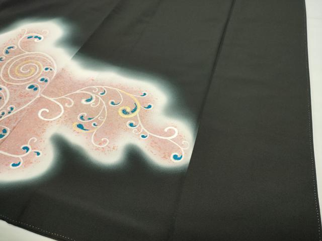平和屋着物●豪華黒留袖 駒刺繍 鳳凰唐草文 暈し染め 金彩 正絹 逸品 CABI0975gh