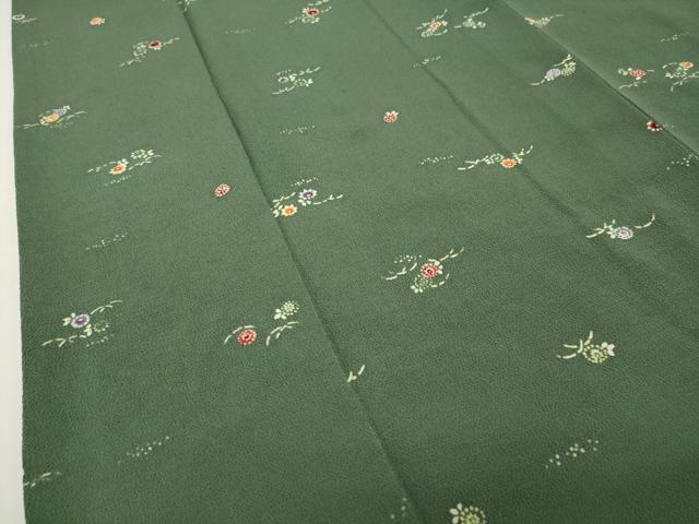 平和屋着物●上質な小紋 型染め 草花文 鬼しぼ縮緬 正絹 逸品 CABI0980gh