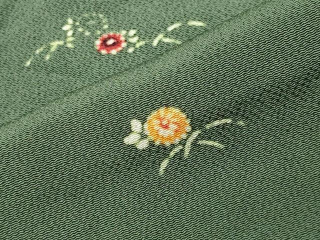 平和屋着物●上質な小紋 型染め 草花文 鬼しぼ縮緬 正絹 逸品 CABI0980gh