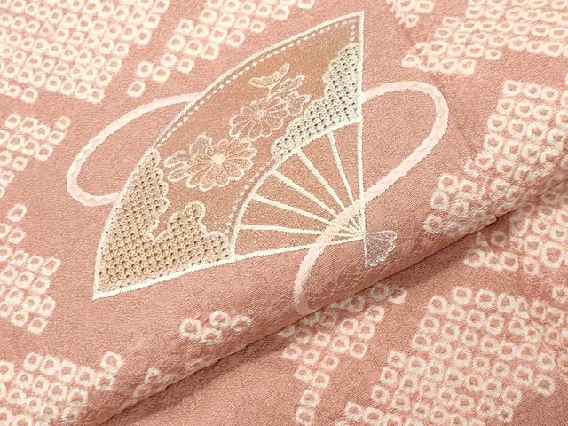 平和屋着物●中国三大刺繍 スワトウ刺繍 訪問着 絞り 扇面花文 金彩 正絹 逸品 CABI0986gh