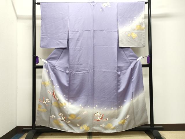 平和屋着物●訪問着 尾長鳥花文 暈し染め 金彩 正絹 逸品 CABI0987gh