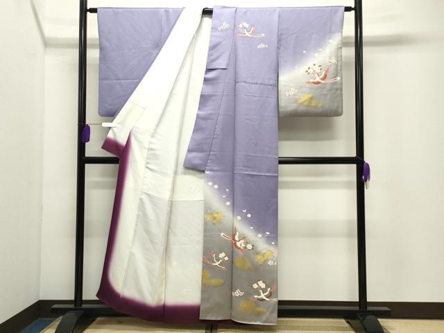 平和屋着物●訪問着 尾長鳥花文 暈し染め 金彩 正絹 逸品 CABI0987gh