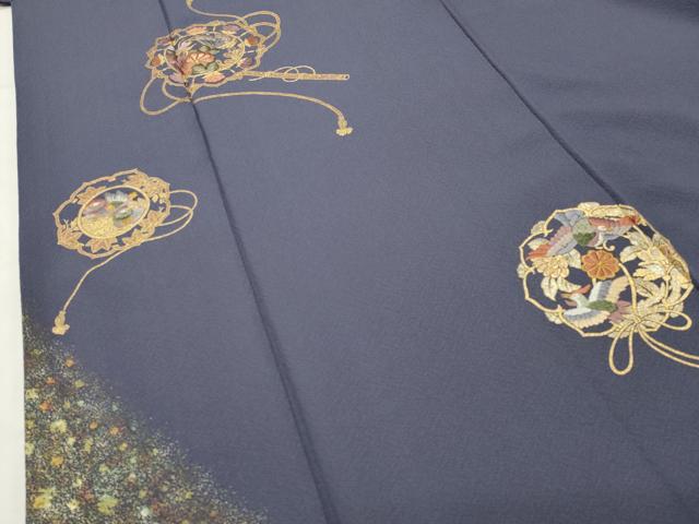 平和屋着物●訪問着 刺繍 鏡裏飛鳥花蝶文 金銀彩 正絹 逸品 CABI0989gh
