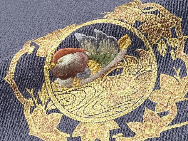 平和屋着物●訪問着 刺繍 鏡裏飛鳥花蝶文 金銀彩 正絹 逸品 CABI0989gh
