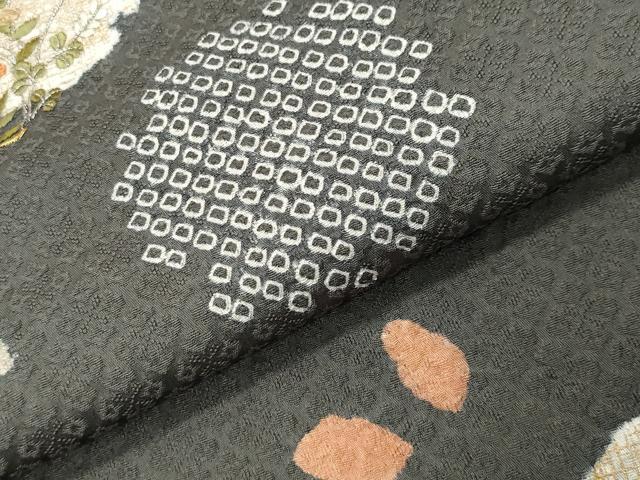 平和屋着物●訪問着 絞り 刺繍 雪輪重ね花文 金彩 正絹 逸品 CABI0991gh