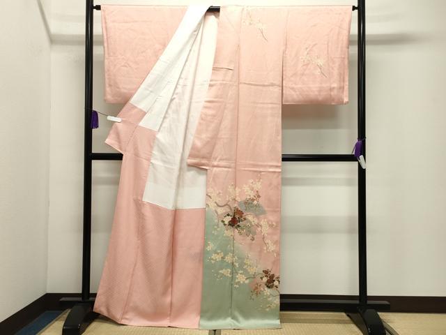 平和屋着物●訪問着 地紙枝花文 暈し染め 金彩 正絹 逸品 CABI0992gh