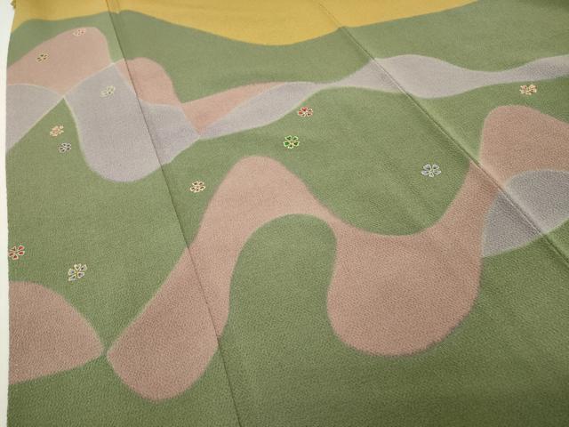 平和屋着物●訪問着 舞桜文 金彩 鬼しぼ縮緬 正絹 逸品 CABI0994gh