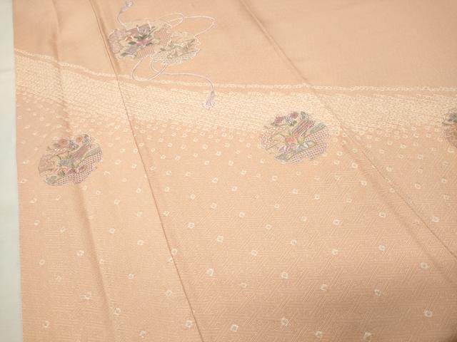 平和屋着物●中国三大刺繍 スワトウ刺繍 訪問着 絞り 雪輪花文 金糸 正絹 逸品 CABI0995gh