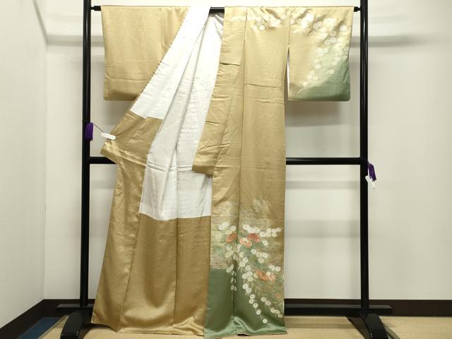 平和屋着物●訪問着 駒刺繍 枝松花文 暈し染め 金銀彩 正絹 逸品 CABI0999gh