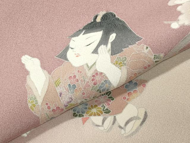平和屋着物●色留訪問着 友禅 作家物 人物枝梅文 暈し染め 正絹 逸品 CABI1000gh