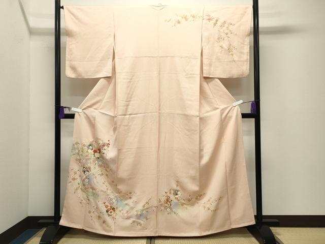 平和屋着物●訪問着 雪輪重ね熨斗花文 暈し染め 金彩 正絹 逸品 CABI1016gh