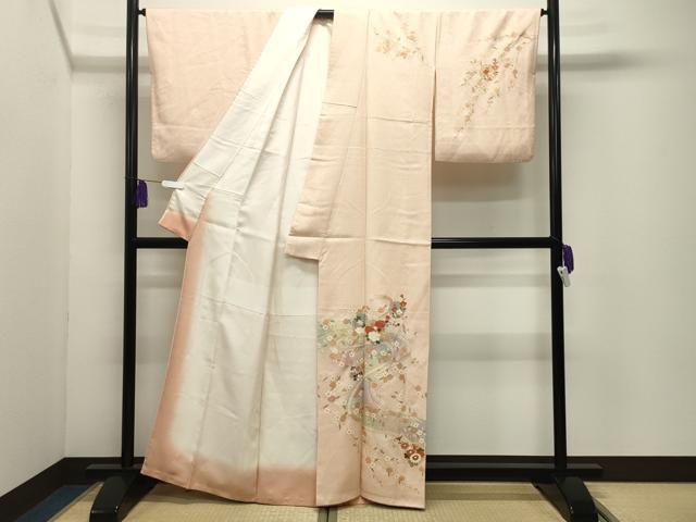 平和屋着物●訪問着 雪輪重ね熨斗花文 暈し染め 金彩 正絹 逸品 CABI1016gh