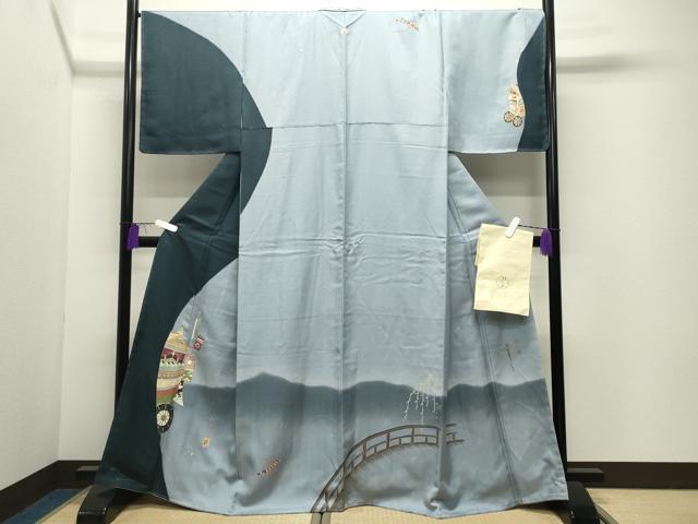 平和屋着物●銀座きしや 美空ひばり 訪問着 京小唄 鉾 暈し染め 金彩 残布付き 正絹 逸品 未使用 CABI1021gh
