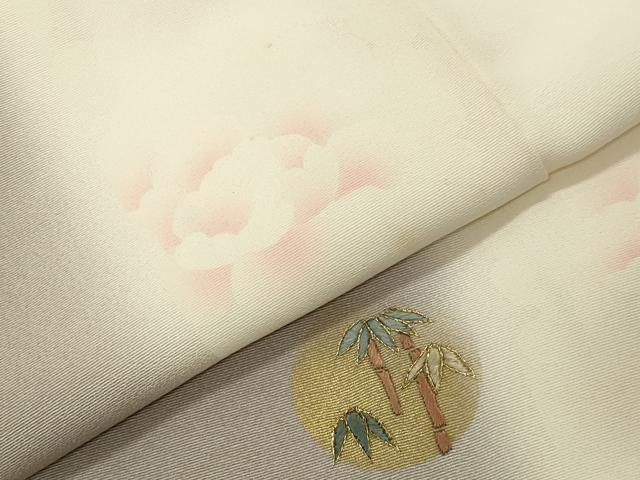 平和屋着物●訪問着 駒刺繍 牡丹人物笹文 暈し染め 金彩 正絹 逸品 CABI1022gh