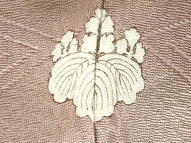 平和屋着物●上質な色無地 双鶴菱地紋 梅染色 正絹 逸品 未使用 CABI1029gh