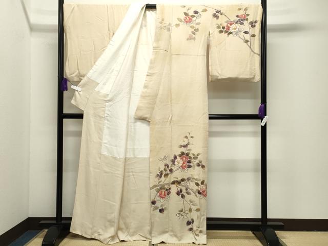 平和屋着物●訪問着 友禅 作家物 枝椿 鬼しぼ縮緬 正絹 逸品 CABI1039gh