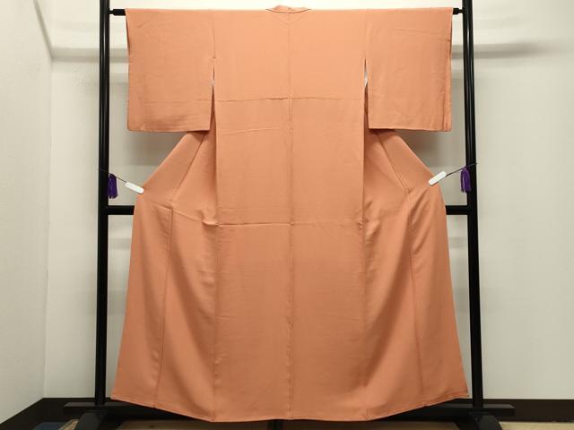 平和屋着物●上質な色無地 杏色 正絹 逸品 CABI1045gh