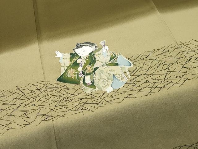 平和屋着物●訪問着 人物露芝文 暈し染め 正絹 逸品 CABI1046gh