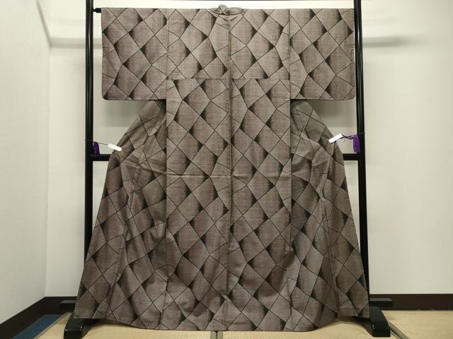 平和屋着物●本場大島紬 7マルキ 幾何学文様 正絹 逸品 CABI1047gh