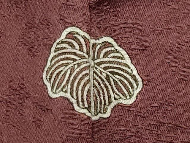 平和屋着物●上質な色無地 草花地紋 葡萄茶色 ロング丈 正絹 逸品 CABI1051gh