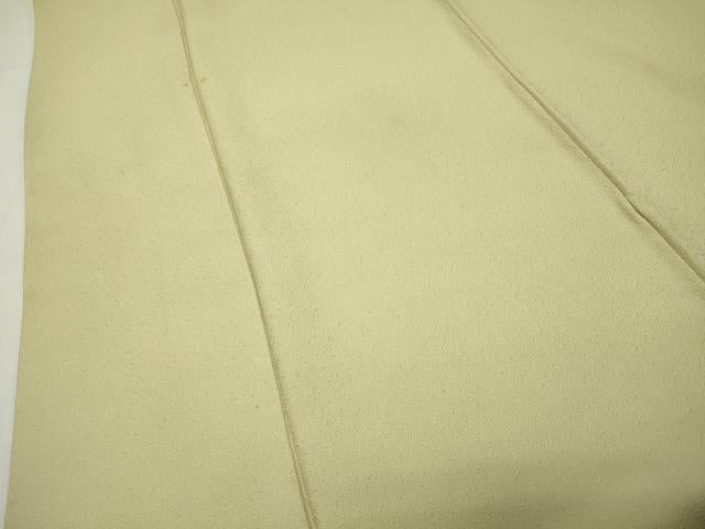 平和屋着物●上質な色無地 吉祥地紋 枯草色 ロング丈 正絹 逸品 CABI1052gh