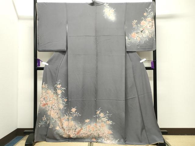 平和屋着物●訪問着 鳳凰更紗花唐草文 暈し染め ロング丈 正絹 逸品 CABI1053gh