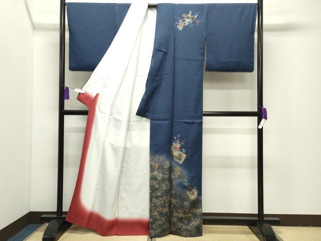 平和屋着物●訪問着 刺繍 色紙重ね花文 暈し染め 金彩 正絹 逸品 未使用 CABI1054gh
