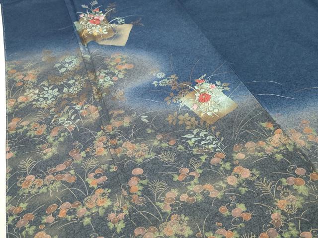 平和屋着物●訪問着 刺繍 色紙重ね花文 暈し染め 金彩 正絹 逸品 未使用 CABI1054gh